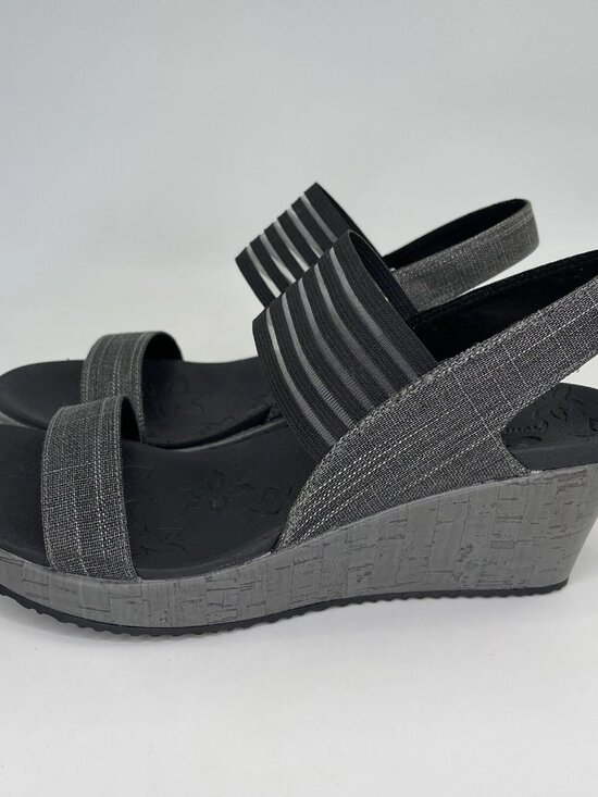 Skechers Shoes - SKECHERS Cali Beverlee Smitten Kitten Black Grey Wedge Women’s Sz 9